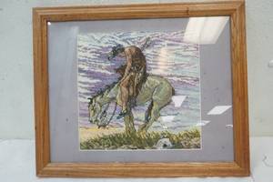 Native American brave picture stitched