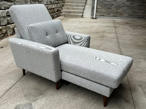 lot 4A image: Gray Upholstered Adjustable Lounge Chair