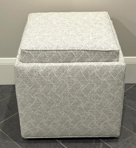 lot 27 image: Decorative Upholstered Rolling Ottoman with Tray