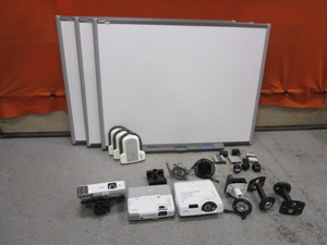 lot 33 image: (3) Smart Boards Systems wBoards, Projectors & Document Cameras