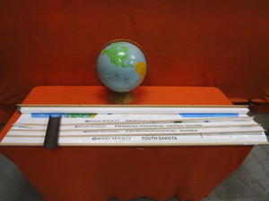 lot 97 image: Globe, Pull Down Map (World, US, South Dakota, Alaska)