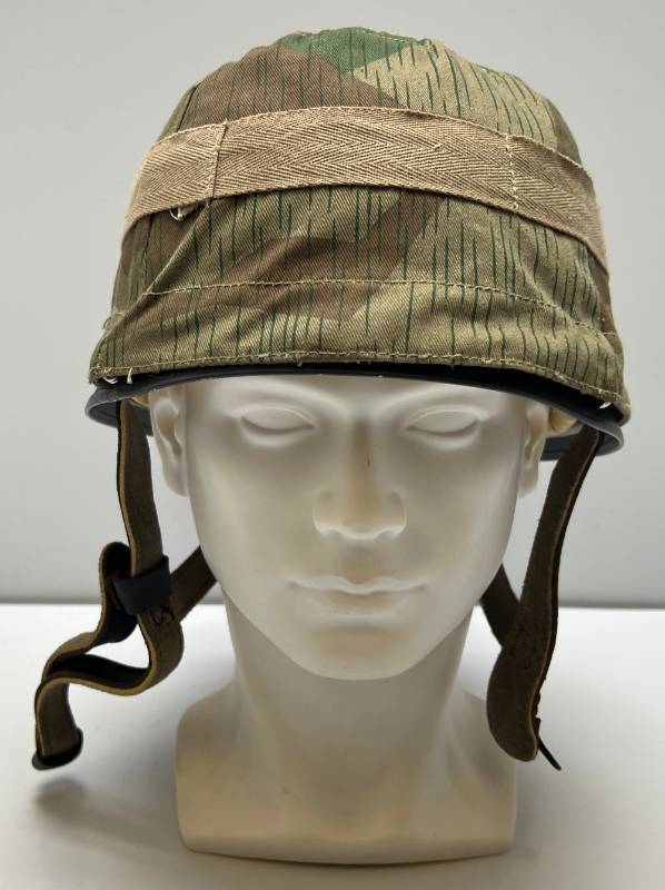 lot 11 image: Reproduction WWII  Paratrooper Helmet With Camouflage Cover