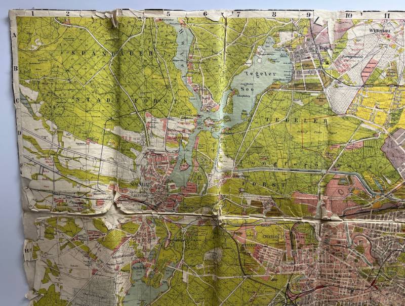lot 124 image: WWII Era Cloth Back Berlin City Street map With Writing 33 12 x 45