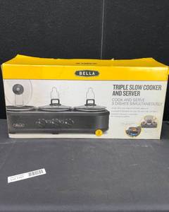 lot 1357 image: BELLA TRIPLE SLOW COOKER AND SERVER NOS