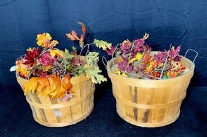 lot 1509 image: Apple Baskets Filled With Faux LeavesDecor