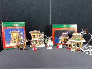 lot 1395 image: KURT ADLER SNOWTOWN ACORN CAFE AND FISHING