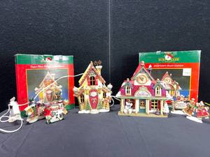 lot 1396 image: KURT ADLER LOT SNOWTOWN SUGAR PLUM PALACE AND TRAIN STATION