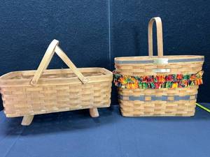 lot 1546 image: LONGABERGER ROCKING BASKET & BREAD MILK BASKET