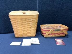 lot 1549 image: LONGABERGER MAIL BASKET AND HOLIDAY CHEER BASKET