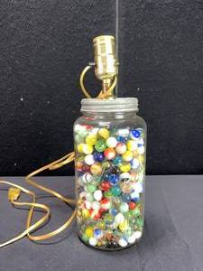 lot 1559 image: KERR WIDE MOUTH JAR LAMP WITH MARBLES