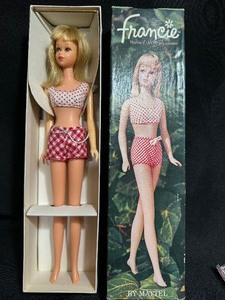 lot 64 image: Mattel 1965 Francie Doll 1140 Orig Box Barbies MODern Cousin Wt Clothes Japan