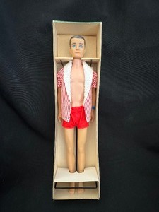 lot 160 image: Vintage Barbie 1960s Ken Blond Flocked #750 Original Box & Accessories read.