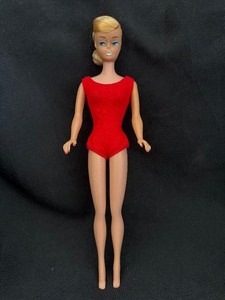 lot 162 image: Vintage Barbie 1962 850 Red Swimsuit Platinum Swirl Blonde Ponytail Mattel Midge.