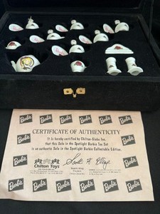 lot 173 image: Barbie 35th Anniversary Limited Edition China Tea Set In Case by Chilton Toys.