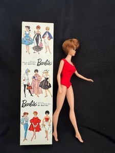 lot 196 image: Mattel  Barbie Redhead Bubble Cut Titian #850 Red Swimsuit & Original Box Japan.