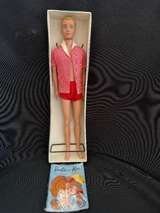 lot 198 image: Vintage 1961 Mattel Straight Leg Ken Doll #750 Blonde Molded Hair Original Box.