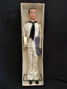 lot 199 image: Vintage 1963 Ken Doll wSailor Suit - Painted Brown Hair, Blue Eyes - 11.75 inch.
