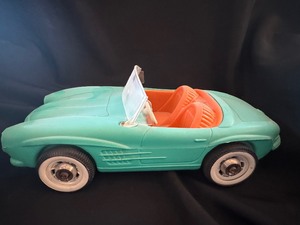 lot 221 image: Vintage Barbie Skipper Doll Turquois MERCEDES BENZ Convertible Sport Car 1964.