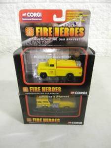 2- CORGI FIRE HEROES Die-Cast - MACK CF PUMPER JERSEY CITY F.D. & WATER TANKER BOSTON F.D. - IN BOX - GREAT PIECES - SEE PICTURES