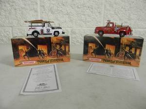 2 - MATCHBOX FIRE ENGINE SERIES, MODELS OF YESTERYEAR - 1953 FORD PICK UP TRUCK & 1954 FORD CIVIL DEFENSE TRUCK - With COA - IN BOX - GREAT PIECES - SEE PICTURES