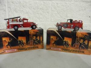 2 - MATCHBOX FIRE ENGINE SERIES, MODELS OF YESTERYEAR - 1930 FORD MODEL A BATTALION CHIEFS VEHICLE & 1932 FORD AA FIRE ENGINE - With COA - IN BOX - GREAT PIECES - SEE PICTURES