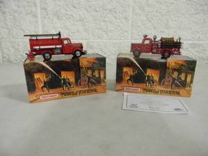 2 - MATCHBOX FIRE ENGINE SERIES, MODELS OF YESTERYEAR - 1939 BEDFORD TANKER & 1939 BEDFORD PUMP & HOSE TRUCK - With COA - IN BOX - GREAT PIECES - SEE PICTURES