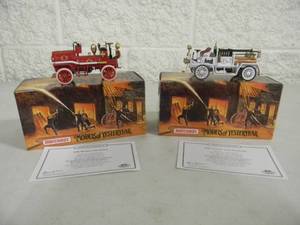 2 - MATCHBOX FIRE ENGINE SERIES, MODELS OF YESTERYEAR - 1906 WATEROUS FIRE TRUCK & 1907 SEAGRAVE AC53 FIRE ENGINE - With COA - IN BOX - GREAT PIECES - SEE PICTURES