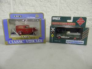 ERTL 143 SCALE DIE-CAST 1932 FORD PANEL TRUCK Chicago Fire Dept. #3 & IMEX MODEL COMPANY 187 DIE-CAST FORD FIRE TRUCK RAILWAY EXPRESS - IN BOX - GREAT PIECES - SEE PICTURES