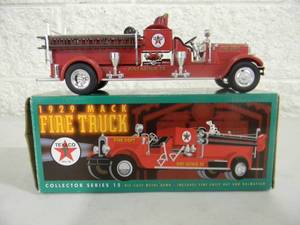 ERTL COLLECTIBLES DIE-CAST METAL BANK - 1929 MACK FIRE TRUCK PORT ARTHUR, TX #F415 - IN BOX - GREAT PIECE - SEE PICTURES