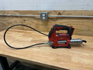 lot 9 image: MILWAUKEE M18 18V Lithium-Ion Cordless Grease Gun 2-Speed (Tool-Only)