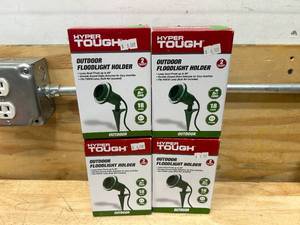 lot 82 image: HYPER TOUGH Lot of 4- Outdoor Floodlight Holders