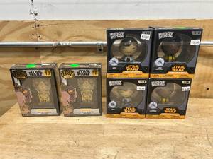 lot 85 image: Lot of 2- STAR WARS SEBULA Pins, 2- QIRA Collectables and 2- LANDO CALRISSIAN Collectables