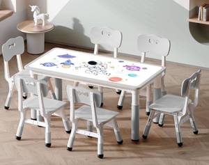 lot 88 image: LUUYOUU Kids Table & Chair Sets Suitable for 2 Years  Kids Height Adjustable Toddler Table & Chair Set