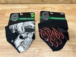 lot 59 image: ZAN HEADGEAR Lot of 2- Neoprene Face Masks- Skull Design and Fire Design