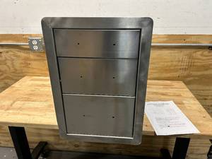 lot 97 image: STRANBROIL Outdoor Kitchen Drawers Stainless Steel - 15W x 21.5H x 23D Inch, Triple Access Drawer Flush Mount for Outdoor Kitchen or BBQ Island