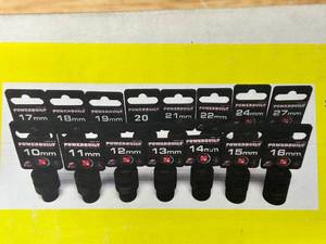 lot 29 image: POWERBUILT- 15 Piece 12 Drive Impact Pro Socket Set- Tough Chrome Molybdenum