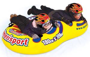 lot 17 image: DOUBLE AMERISPORT Snow Tube Yellow, Dimensions inflated (71in x 43in) (78in x 49in)
