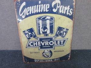 lot 266 image: Metal Genuine Parts Sign 12.5x16 in...