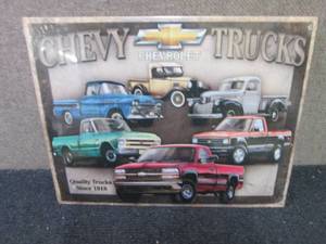 lot 268 image: Metal Chevy Trucks Sign 12.5x16 inc...