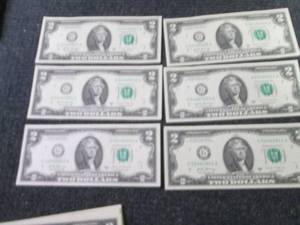lot 277 image: 6- Nonsequential, Uncirculated $2 B...