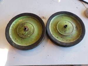 lot 72 image: two vintage solid wheels