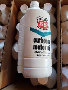 lot 84 image: case of 81 quart bottles of PHILLIPS 66 outboard motor oil