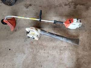 lot 327 image: STIHL gas powered leaf blower and weed whip