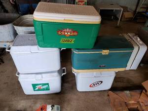 lot 355 image: lot of (5) large coolers (good shape some like new)