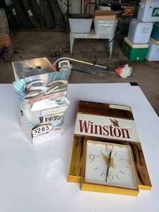 lot 380 image: WINSTON cigarette clock and 3D signage