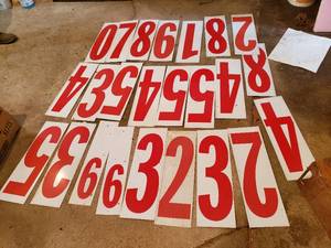 lot 406 image: two sided metal price signs for gas station see picks for measurements