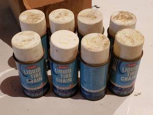 lot 432 image: (8) vintage cans of DOW liquid tire chain