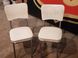 lot 443 image: (2) vintage vinyl covered kitchen chairs