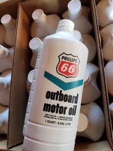 lot 83 image: case of 81 quart bottles of PHILLIPS 66 outboard motor oil