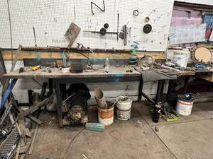 lot 191 image: 10 Long Steel Shop Table & Anything on & Under